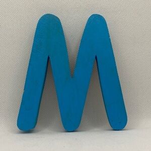 🍀 3/$15 - 6” Hand-painted Blue Wooden Letter ‘M’